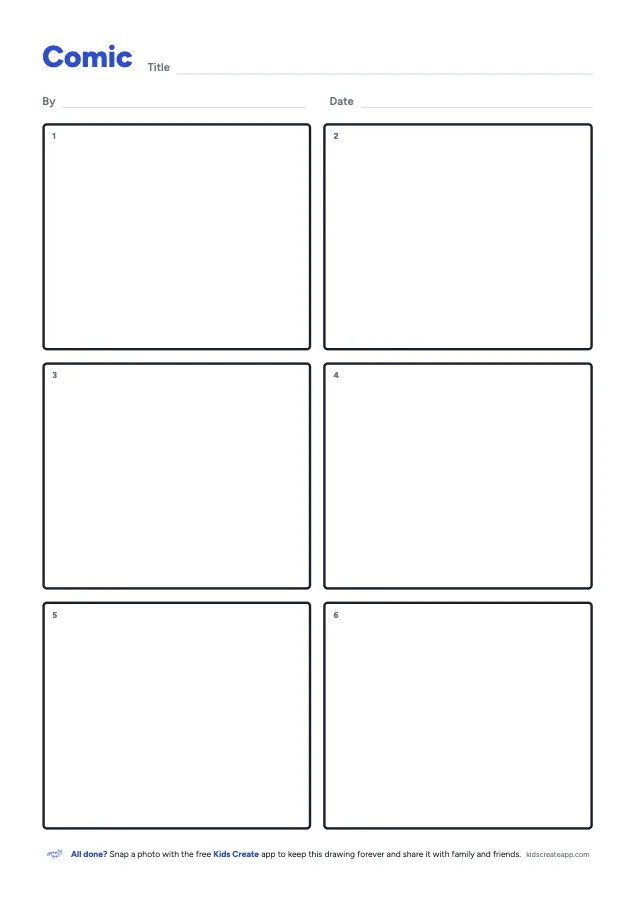Preview of the Six-Panel Comic Page printable